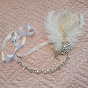 Glamorous Crystal and Feather Hairband